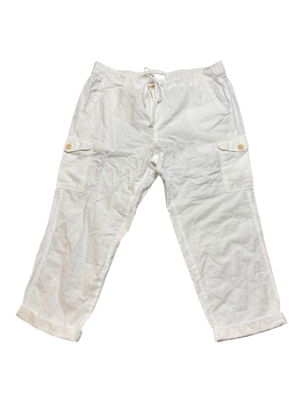 🌴 J.Crew White Drawstring Cargo Pants – Size 10 | Relaxed Beachy Style 🌴